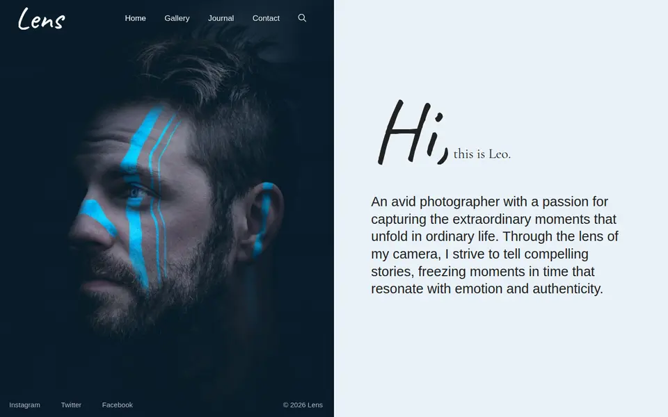 Esempio della direzione Portfolio fotografico